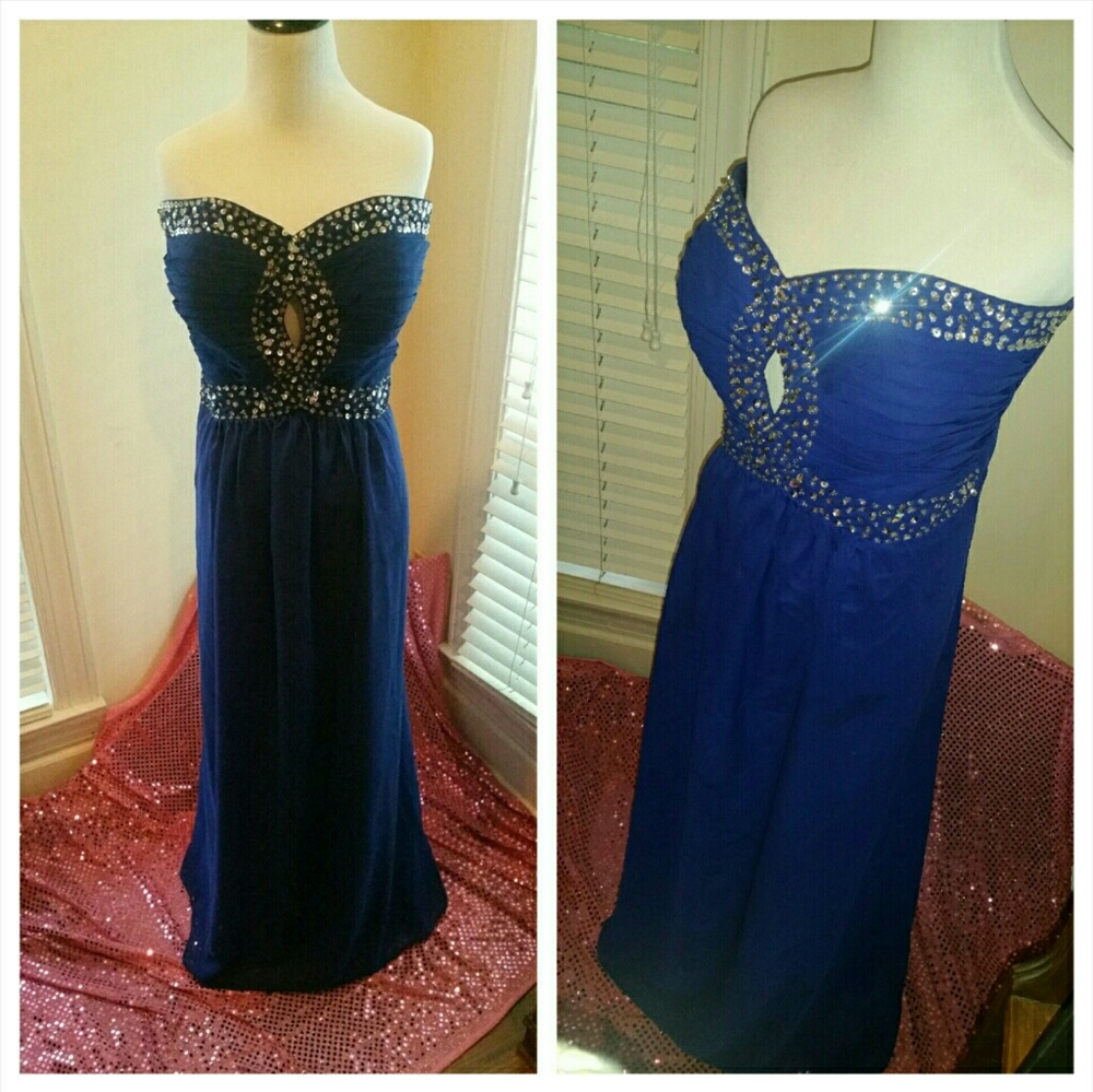 STUNNING Royal Blue Dress with Rhinestones